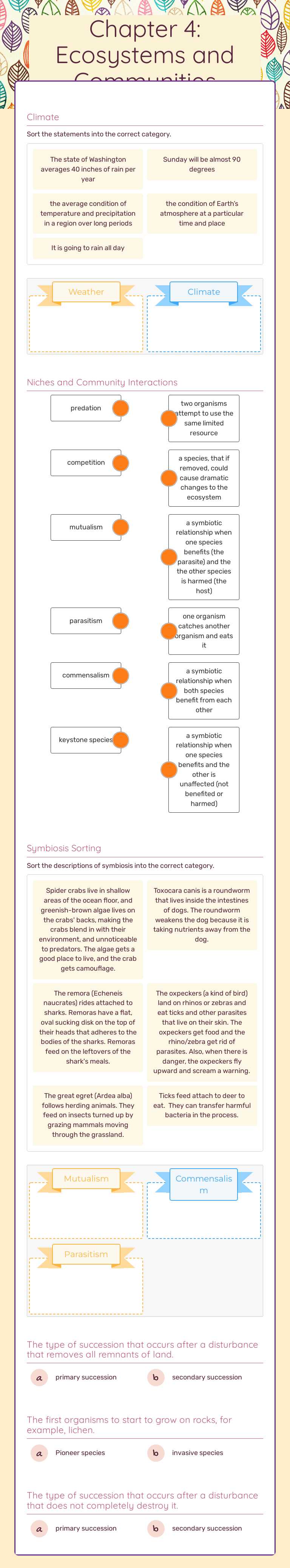 Chapter 4: Ecosystems and Communities worksheet preview image