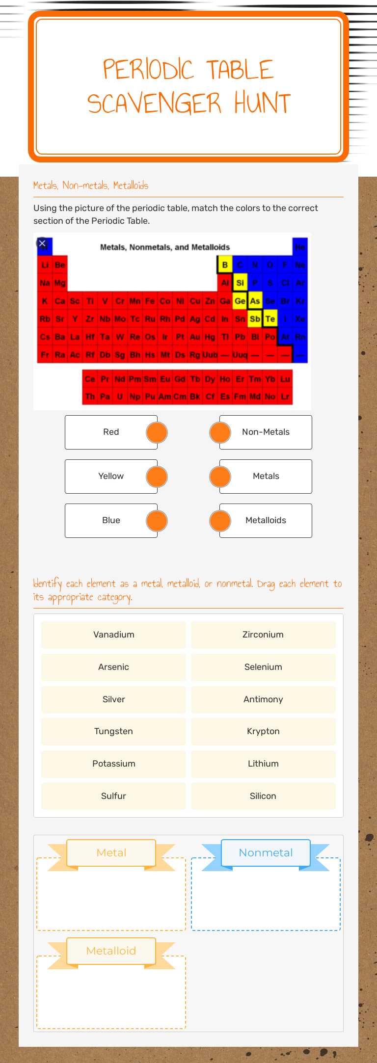 Periodic Table Scavenger HunT Grade 8 worksheet preview