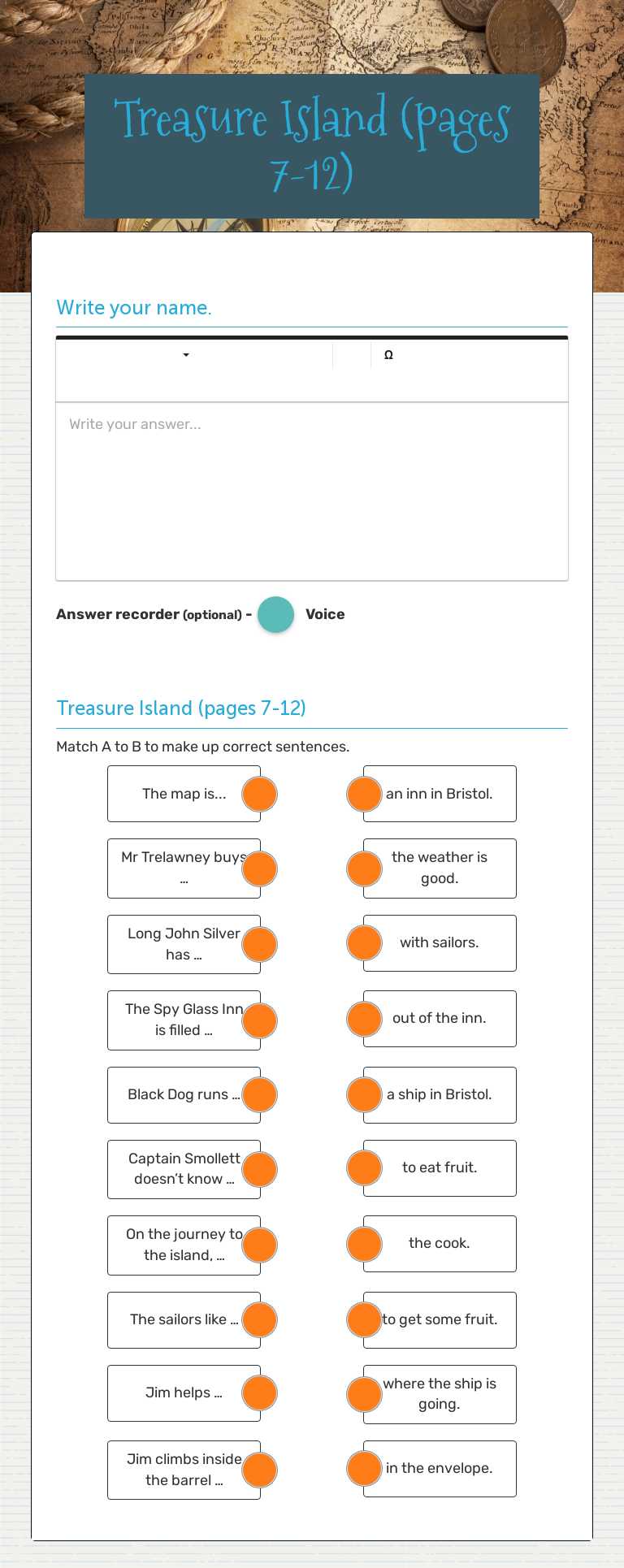 Treasure Island 
 (pages 7-12) worksheet preview image