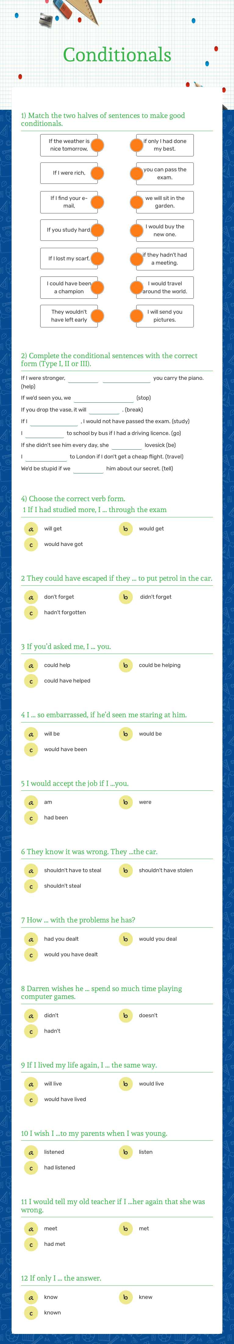 Conditionals worksheet preview image
