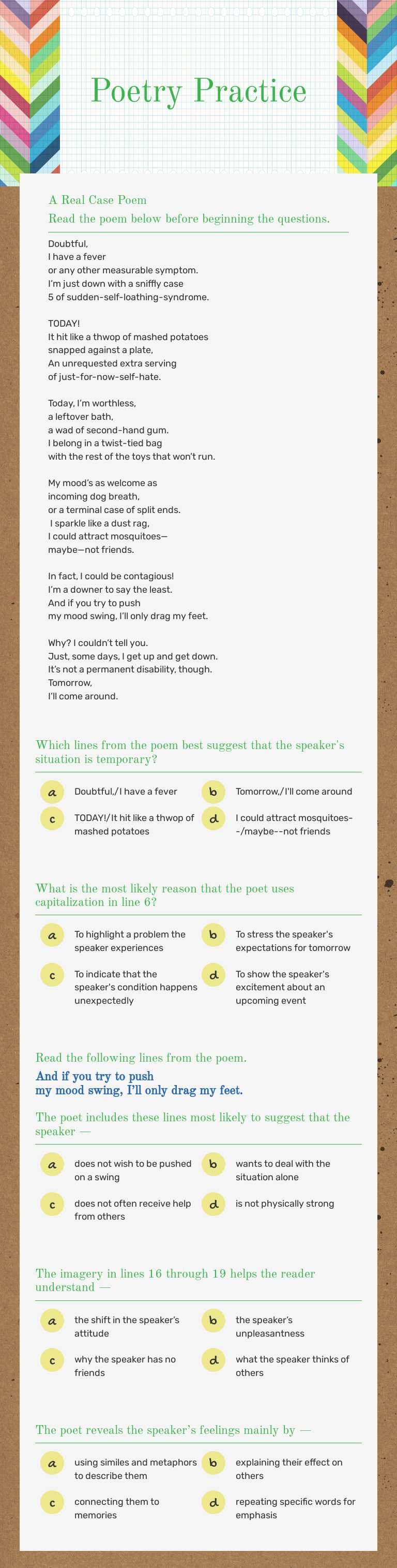 Poetry Practice worksheet preview image