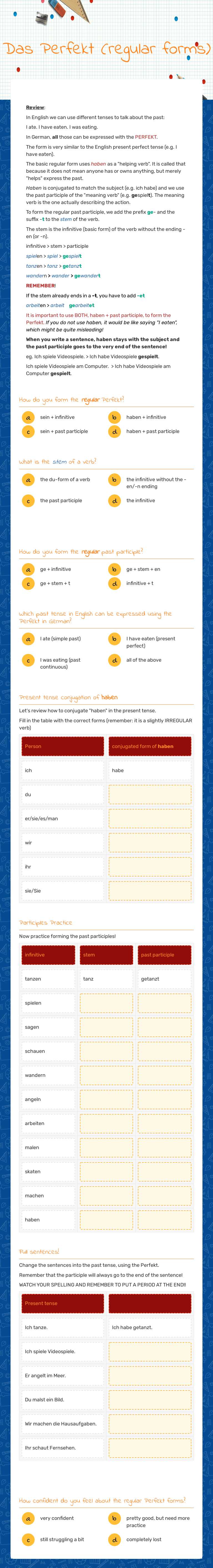 Das Perfekt
(regular forms) worksheet preview image