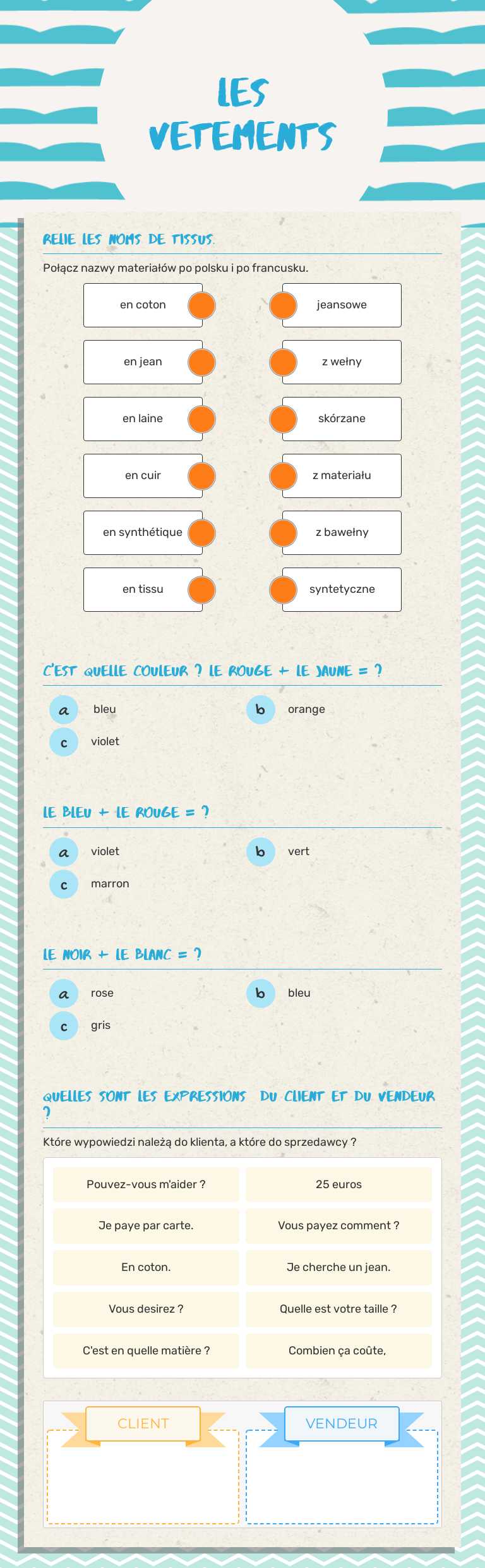 les vetements worksheet preview image