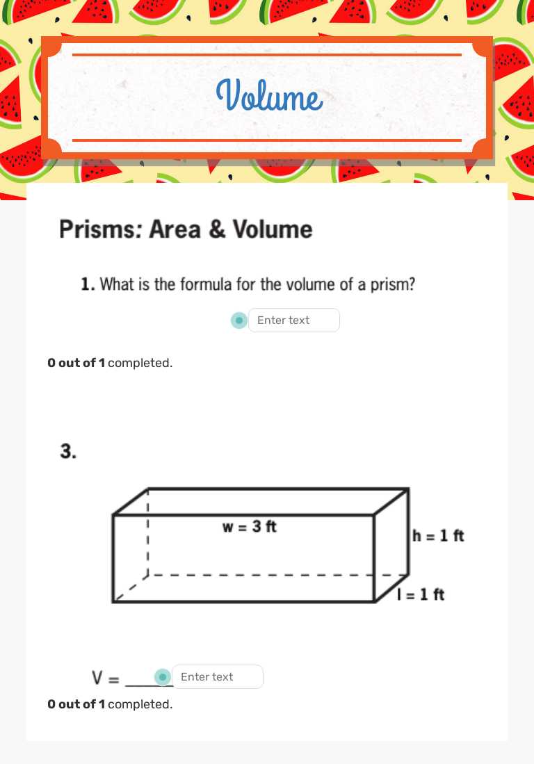 Volume worksheet preview image