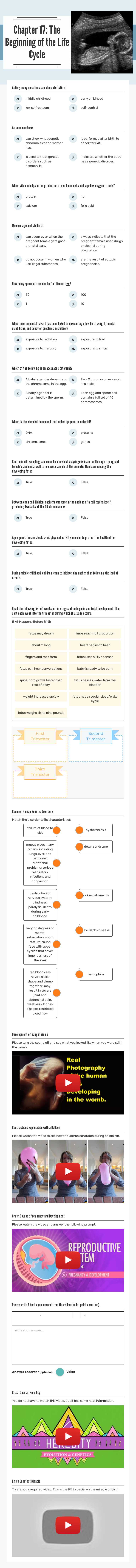 Chapter 17: The Beginning of the Life Cycle worksheet preview image