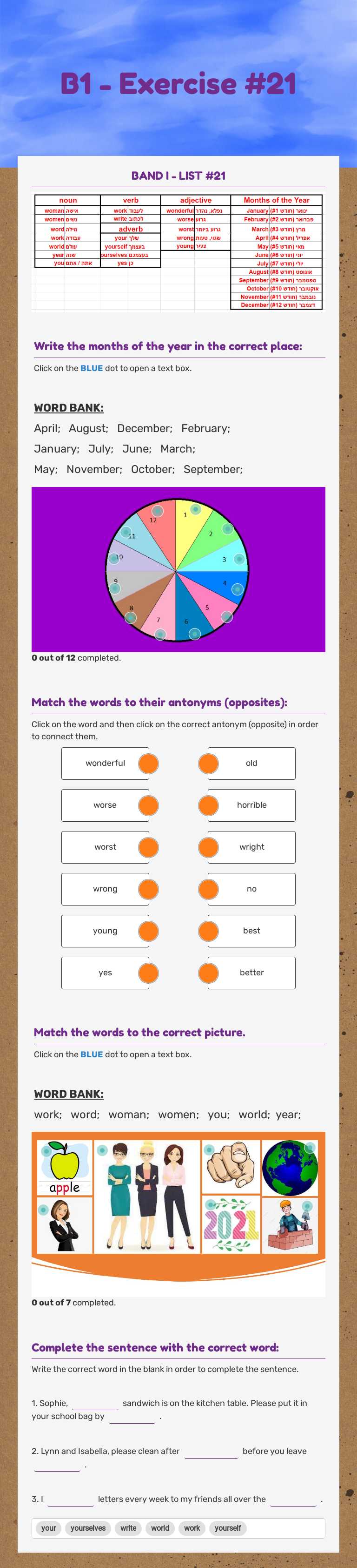 B1 - Exercise #21 worksheet preview image
