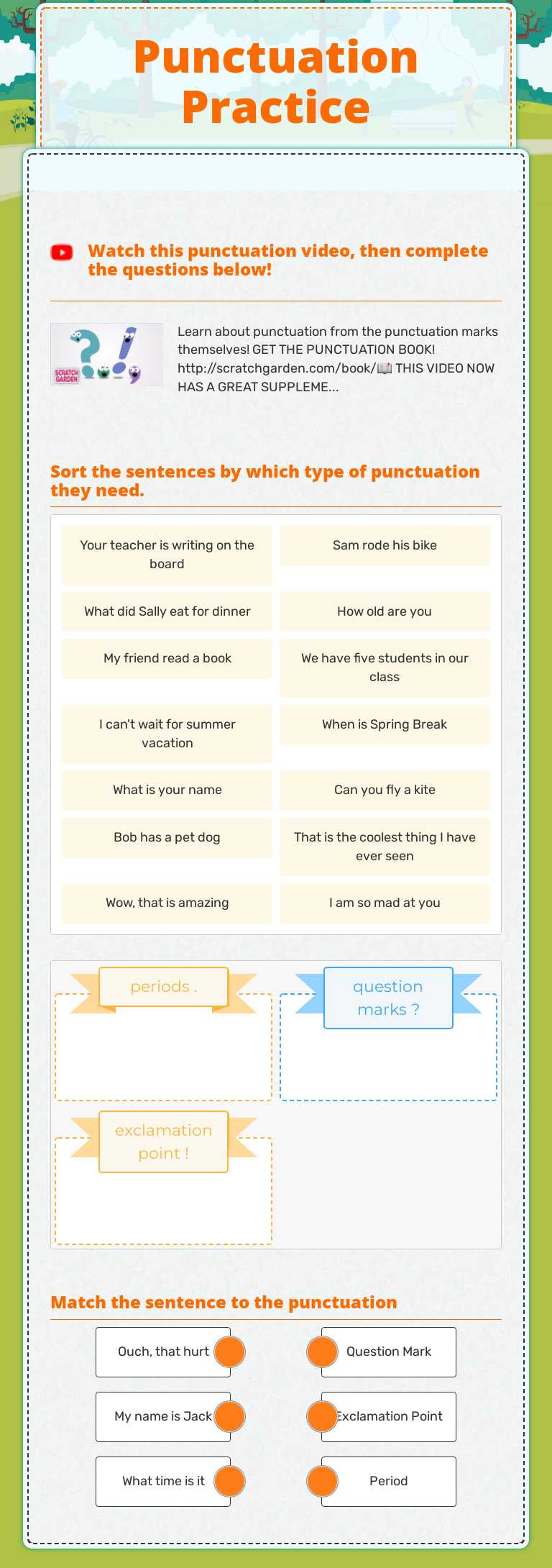 Punctuation Practice worksheet preview image