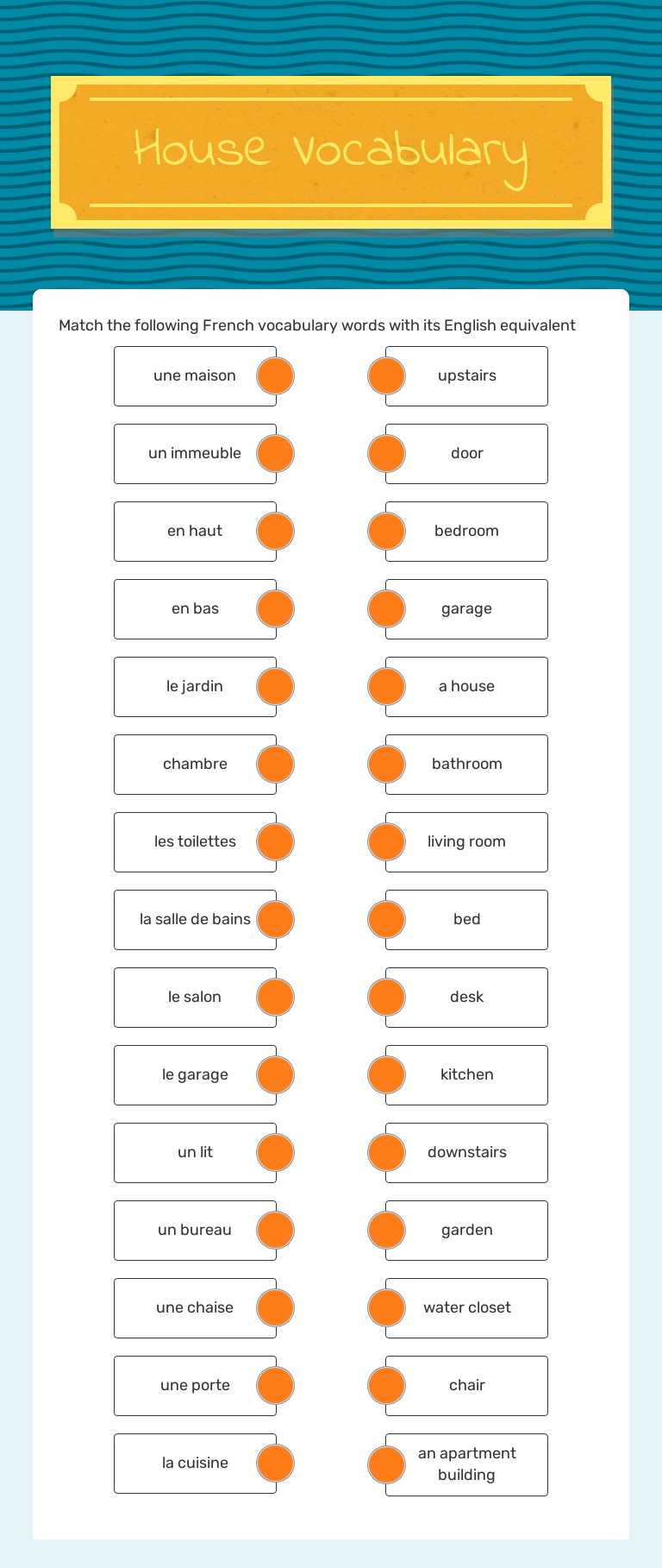 House Vocabulary worksheet preview image