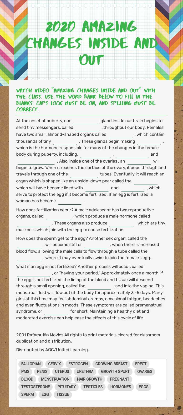 2020 Amazing changes inside and out worksheet preview image