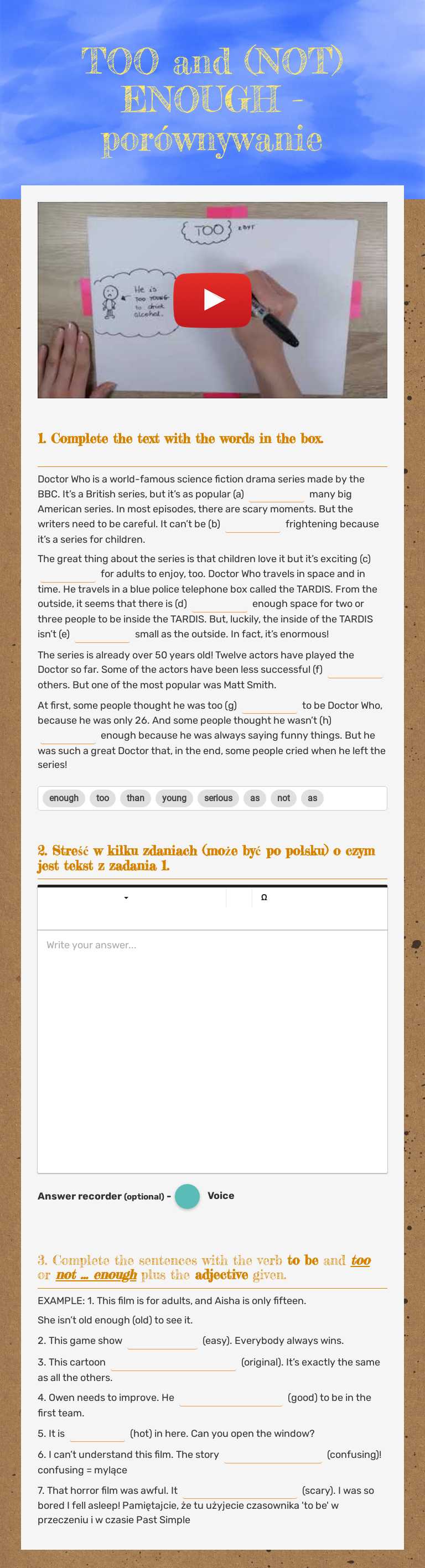TOO and (NOT) ENOUGH
- porównywanie worksheet preview image