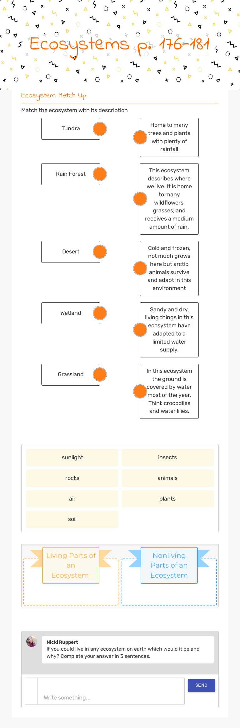 Ecosystems p. 176-181 Grade 4 worksheet preview