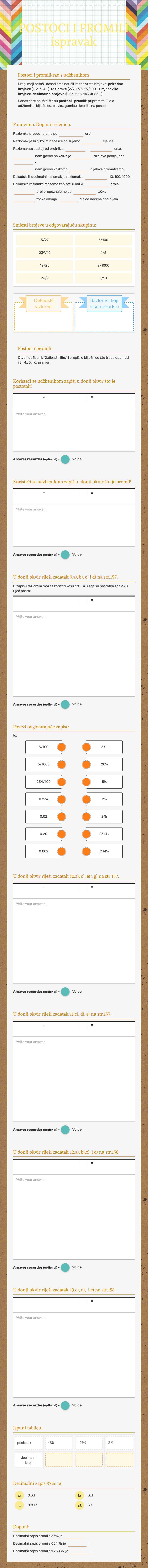 POSTOCI I PROMILI ispravak Grade 5 worksheet preview