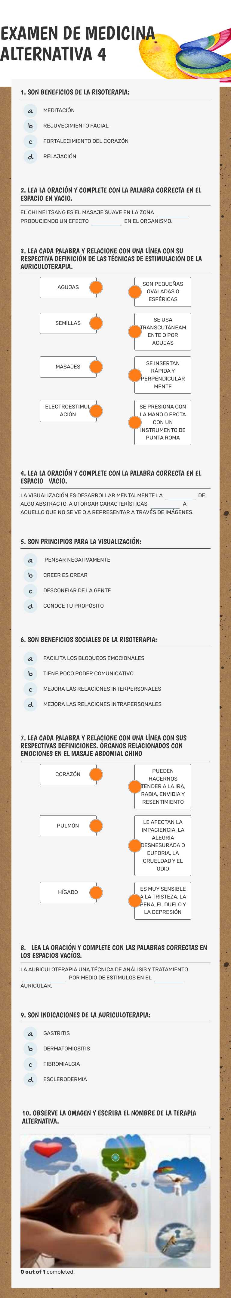 EXAMEN DE MEDICINA ALTERNATIVA 4 worksheet preview image