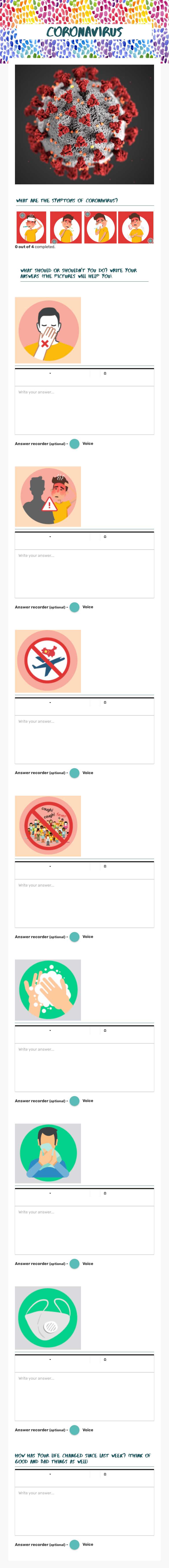 Coronavirus worksheet preview image