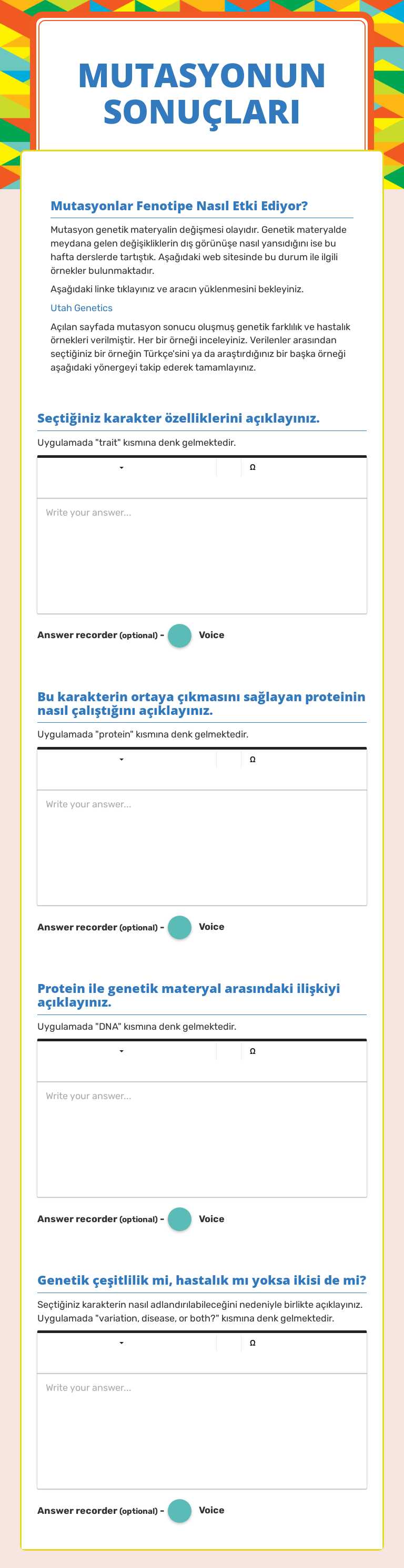 MUTASYONUN SONUÇLARI Grade 8 worksheet preview