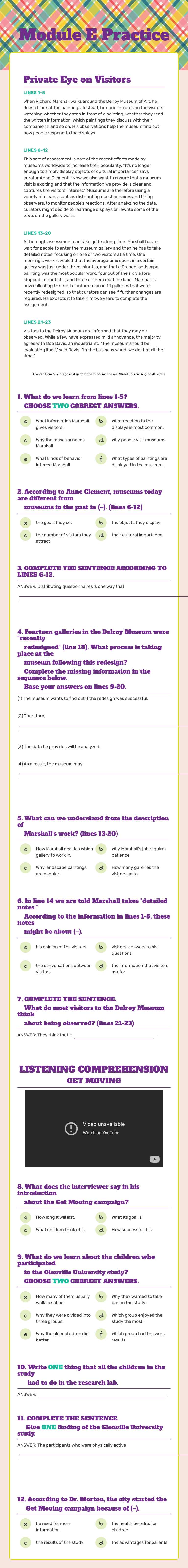 Module E Practice worksheet preview image