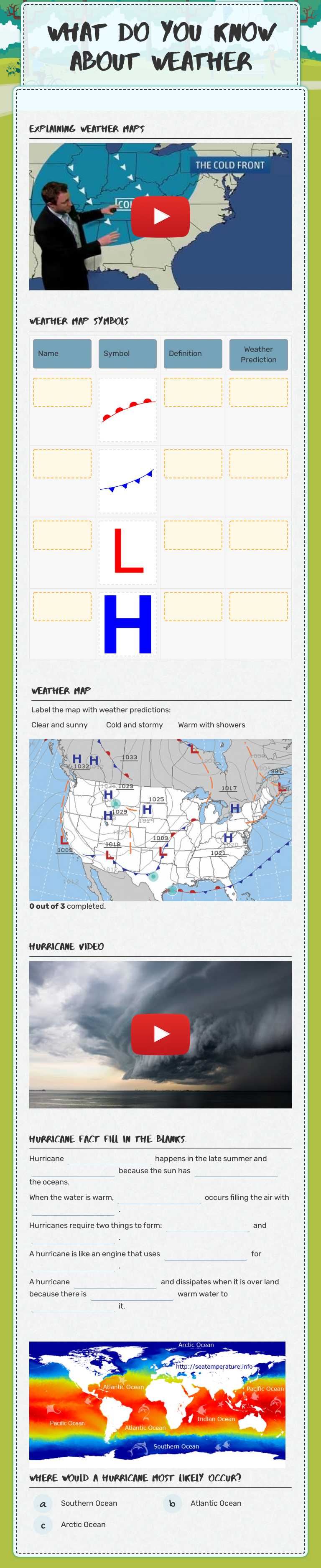 what do you know about Weather Grade 6 worksheet preview