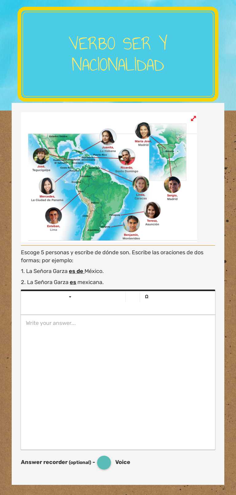 Verbo ser y nacionalidad Grade 10 worksheet preview