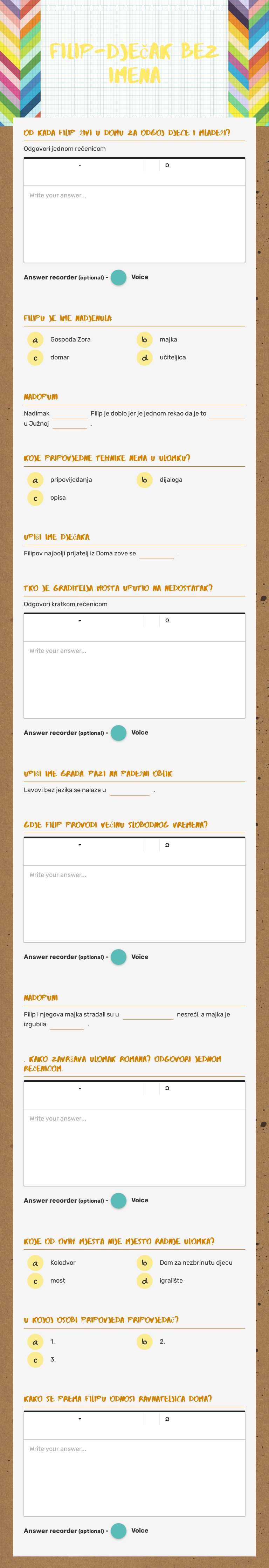 Filip-dječak bez imena worksheet preview image
