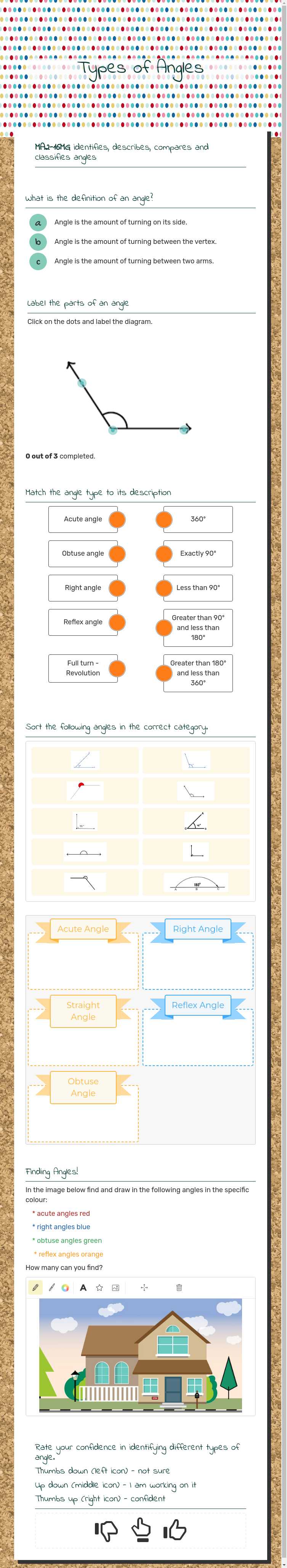 Types of Angles worksheet preview image