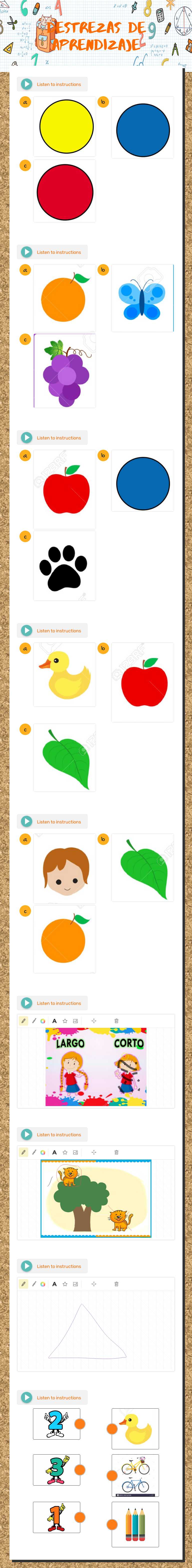destrezas de aprendizaje Preschool worksheet preview