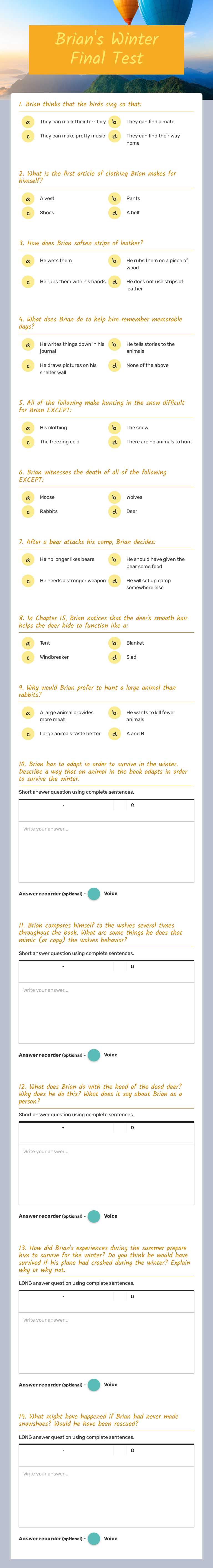 Brian's Winter Final Test worksheet preview image