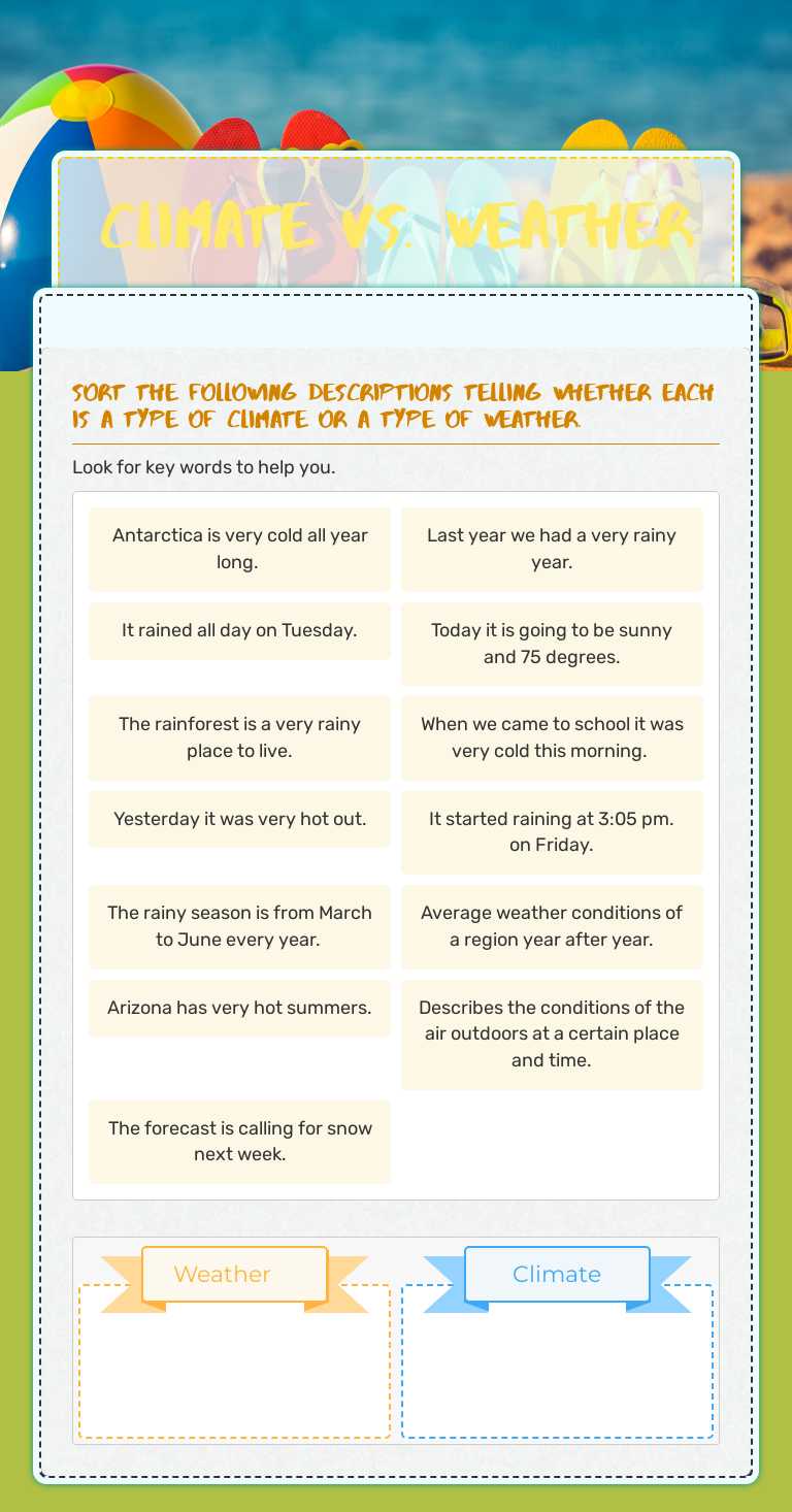 Climate Vs. Weather worksheet preview image