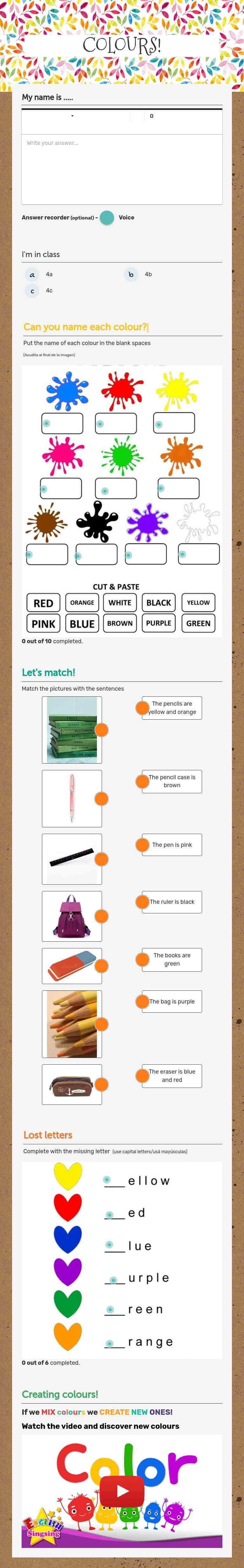COLOURS! worksheet preview image