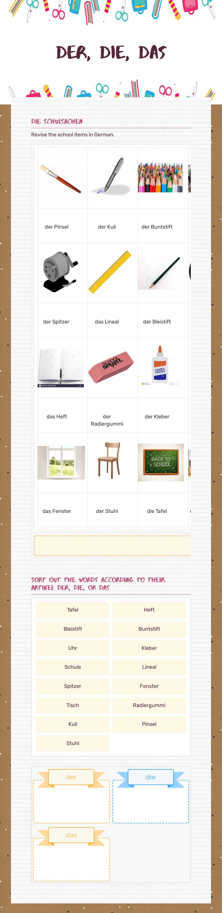 Der, die, das worksheet preview image
