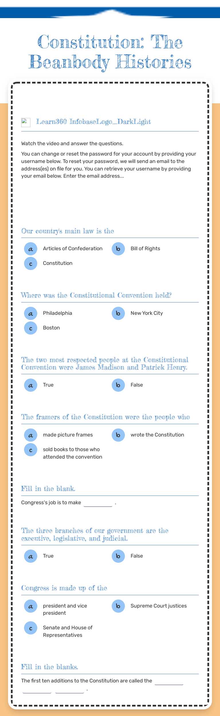 Constitution: 
The Beanbody Histories worksheet preview image