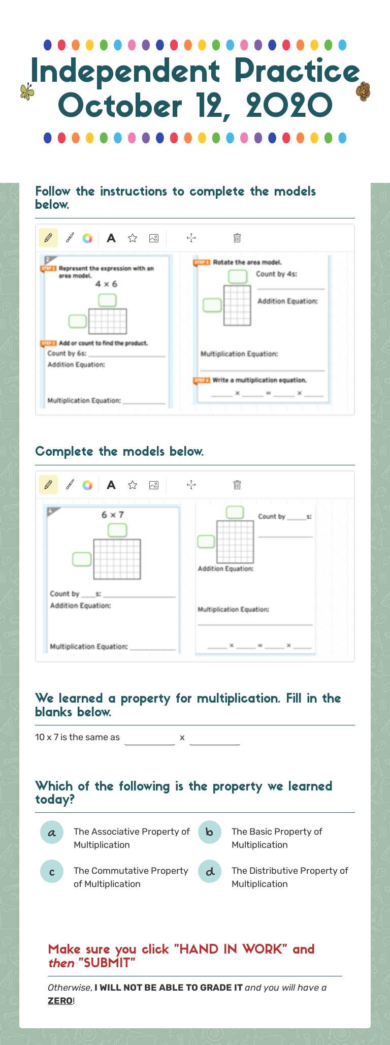 Independent Practice October 12, 2020 Other worksheet preview