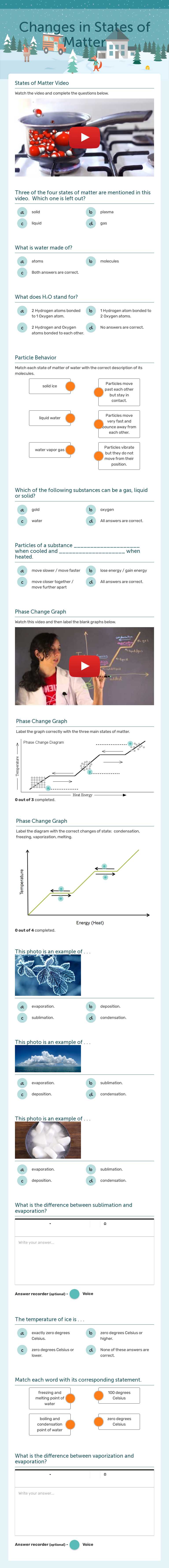 Changes in States of Matter worksheet preview image
