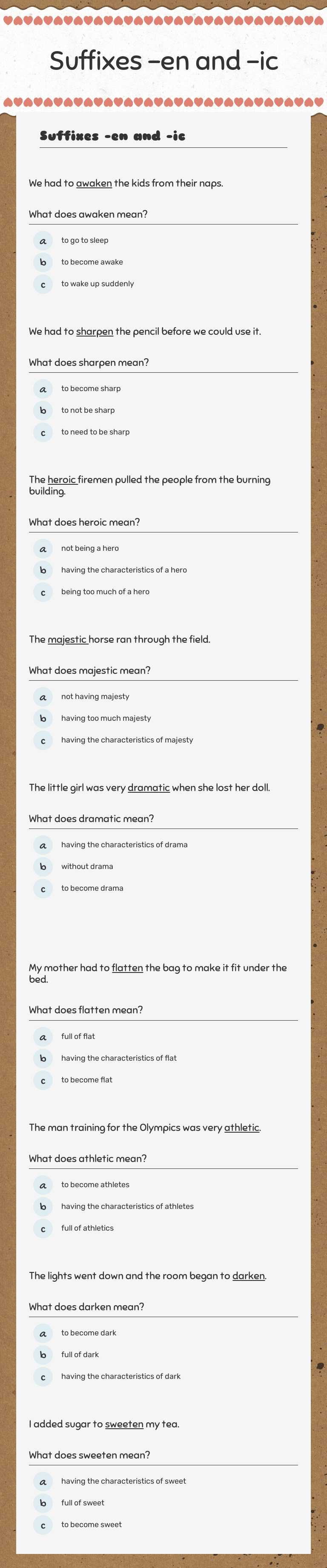 Suffixes -en and -ic worksheet preview image