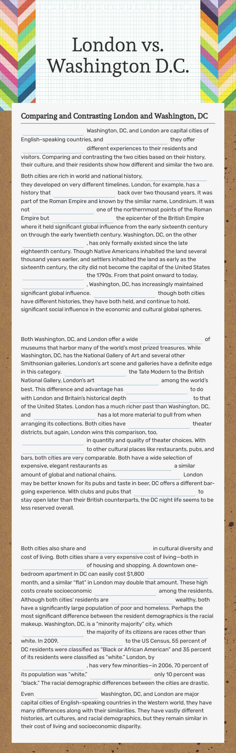London vs. Washington D.C. worksheet preview image