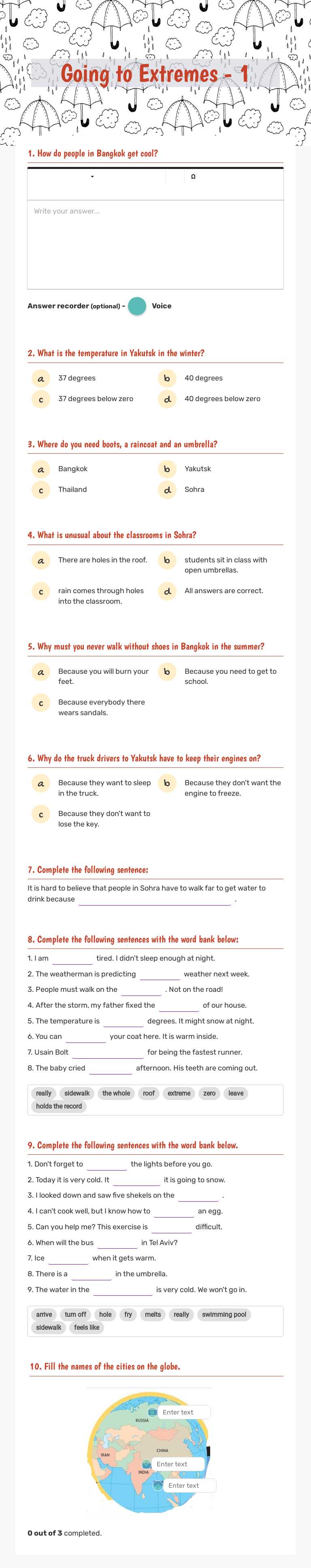 Going to Extremes - 1 worksheet preview image