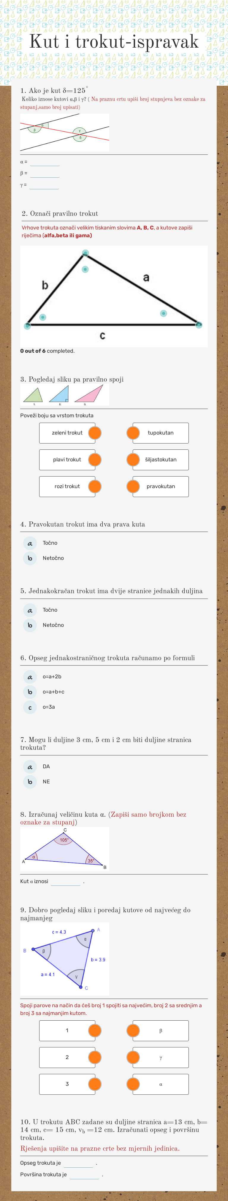 Kut i trokut-ispravak worksheet preview image