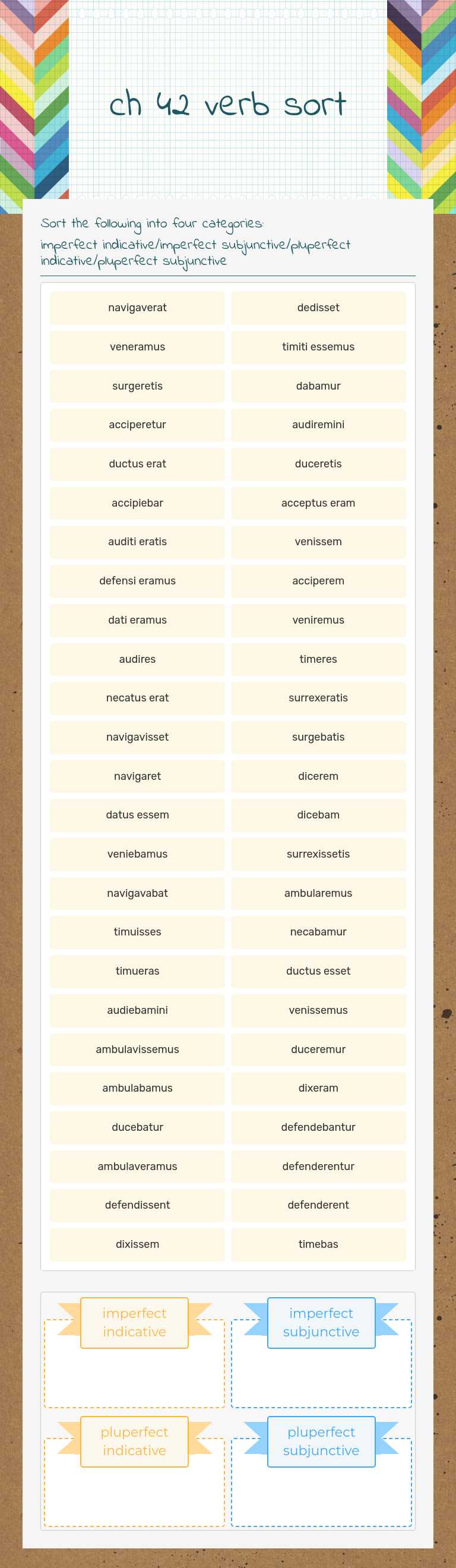 ch 42 verb sort worksheet preview image