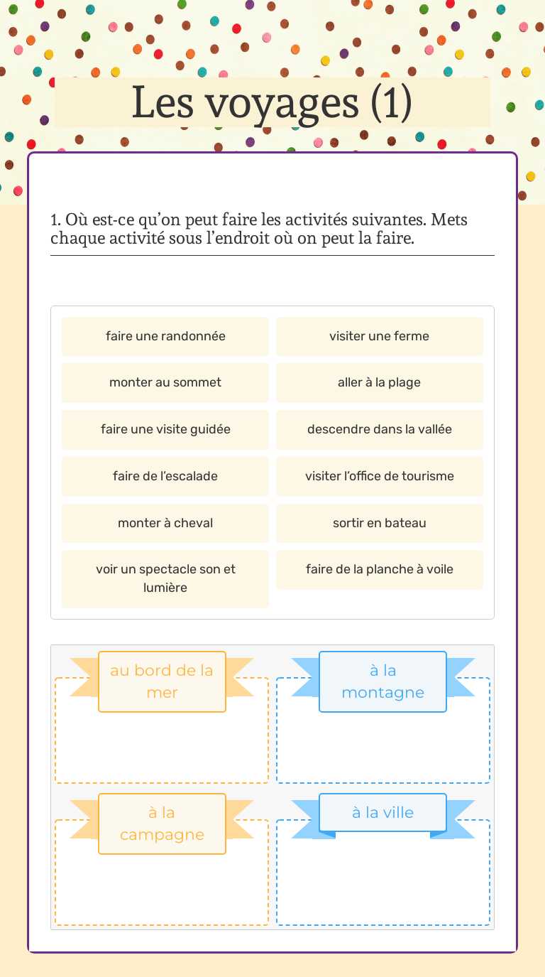 Les voyages (1) worksheet preview