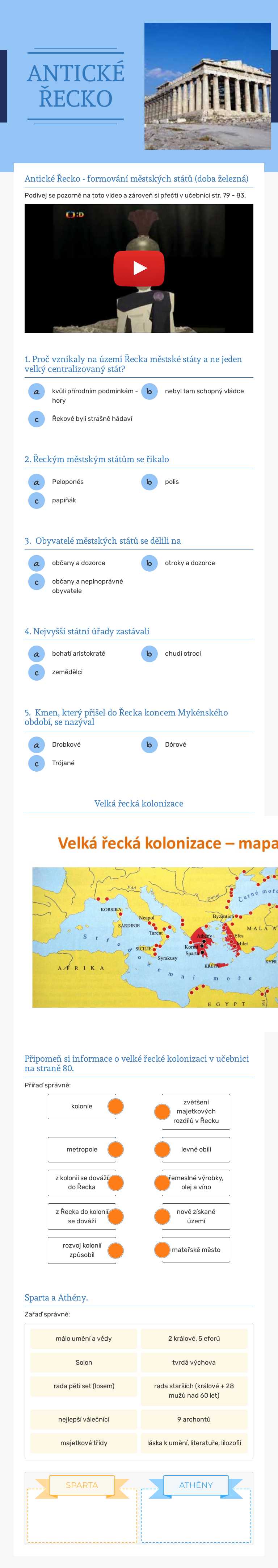 ANTICKÉ ŘECKO Grade 6 worksheet preview