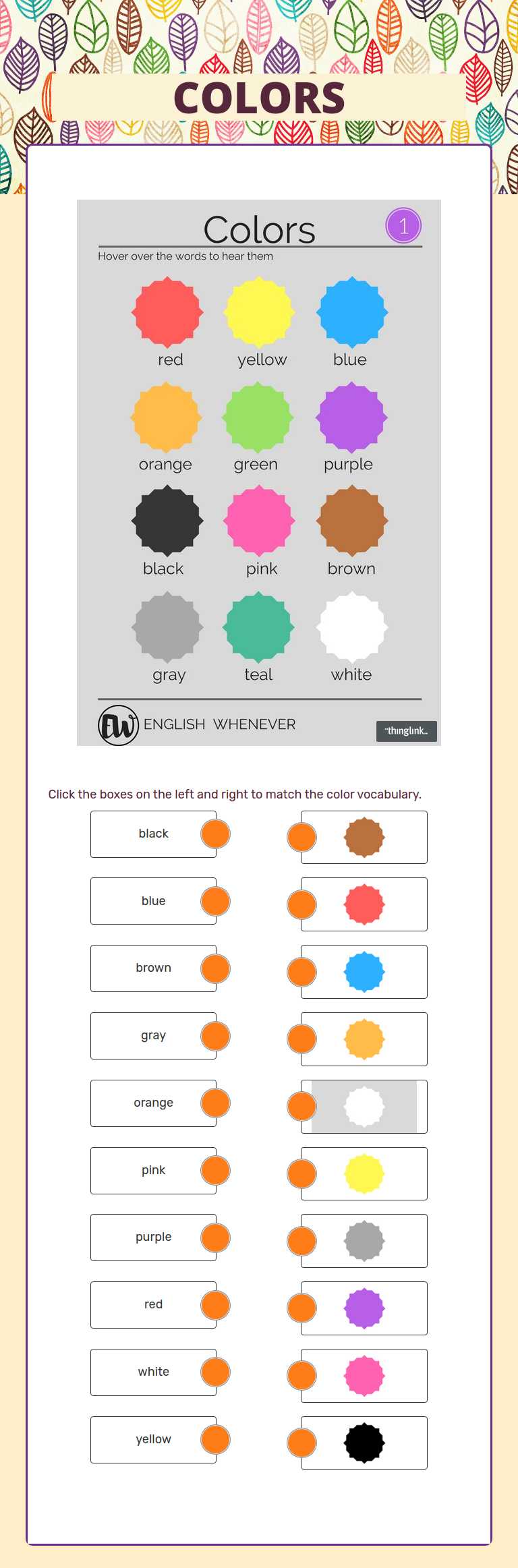 COLORS worksheet preview