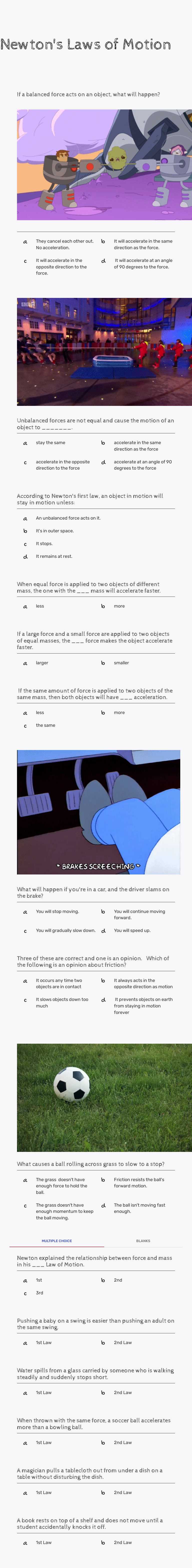 Newton's Laws of Motion worksheet preview image