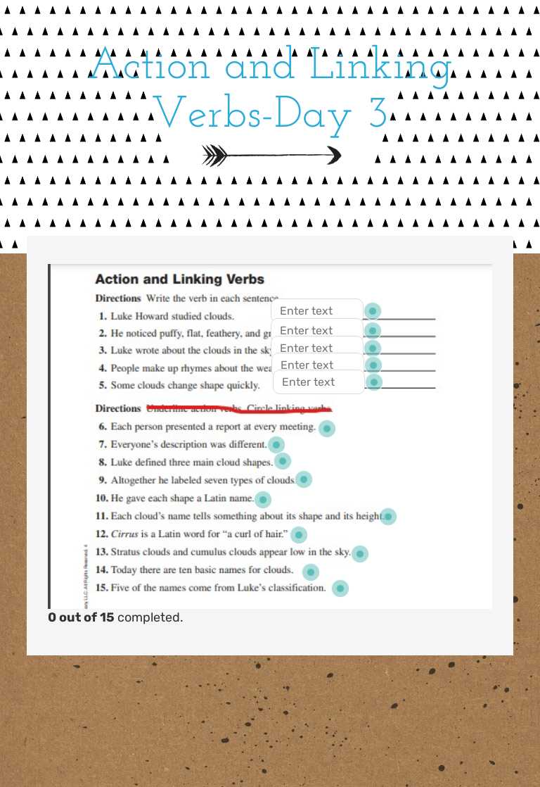 Action and Linking Verbs-Day 3 Grade 4 worksheet preview