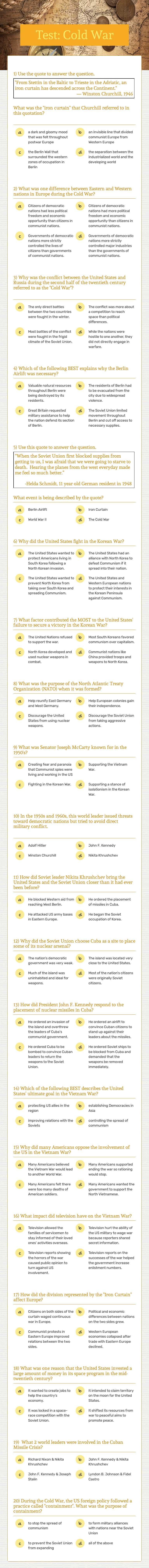 Test: Cold War worksheet preview image