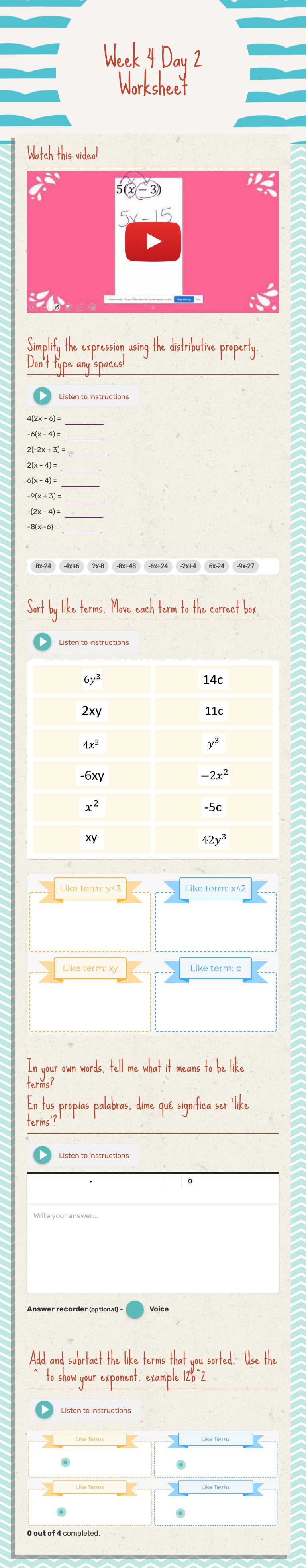 Week 4 Day 2 Worksheet worksheet preview image