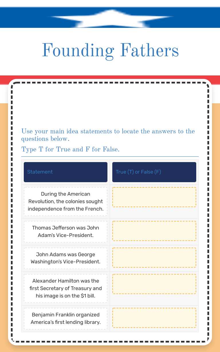 Founding Fathers worksheet preview image