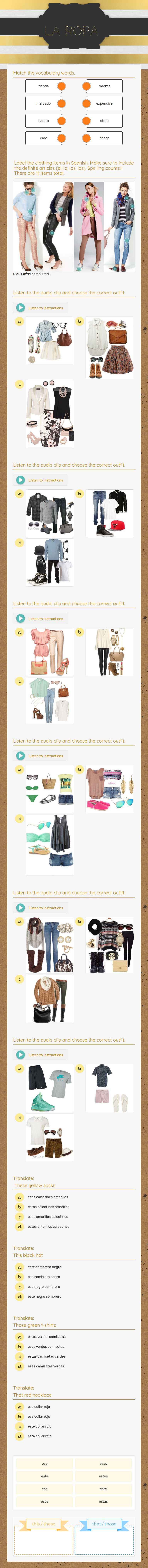 La Ropa Grade 8 worksheet preview