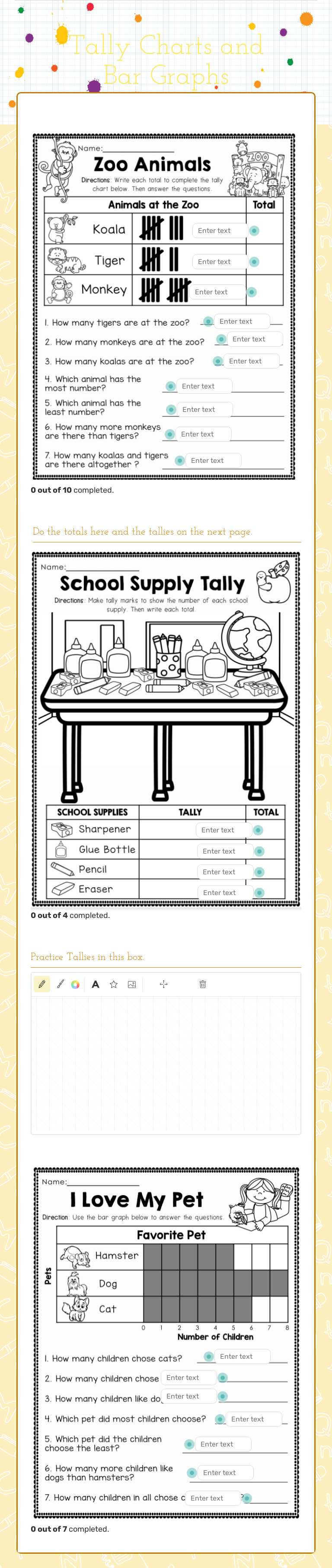 Tally Charts and Bar Graphs Grade 2 worksheet preview