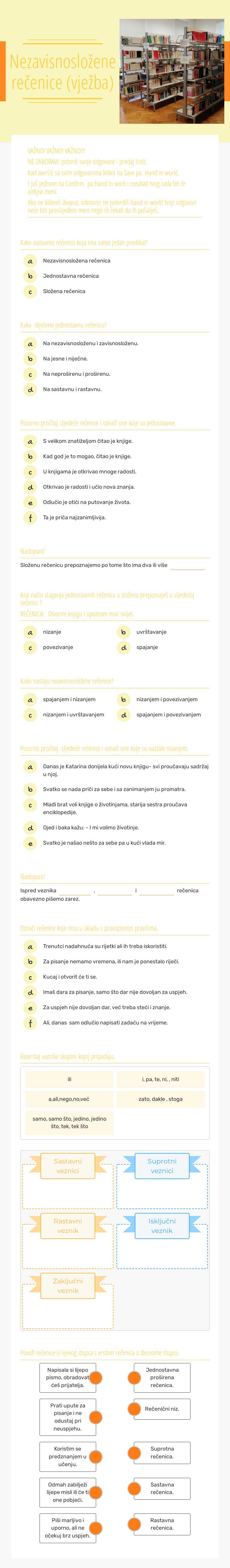 Nezavisnosložene rečenice
(vježba) Grade 2 worksheet preview