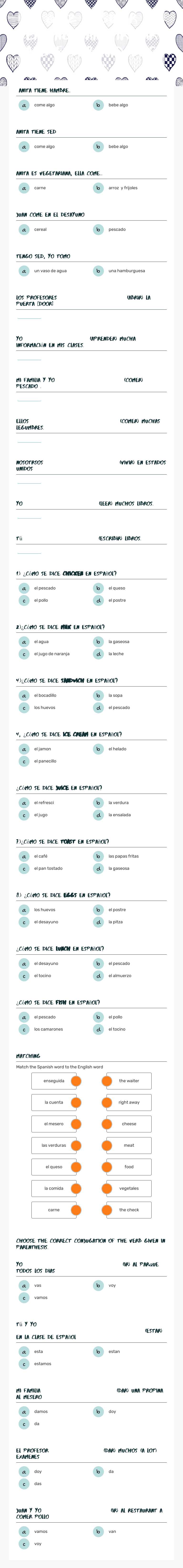 Quiz Regualr endings and ir,Dar and Estar And Voc. Ch.4 worksheet preview image