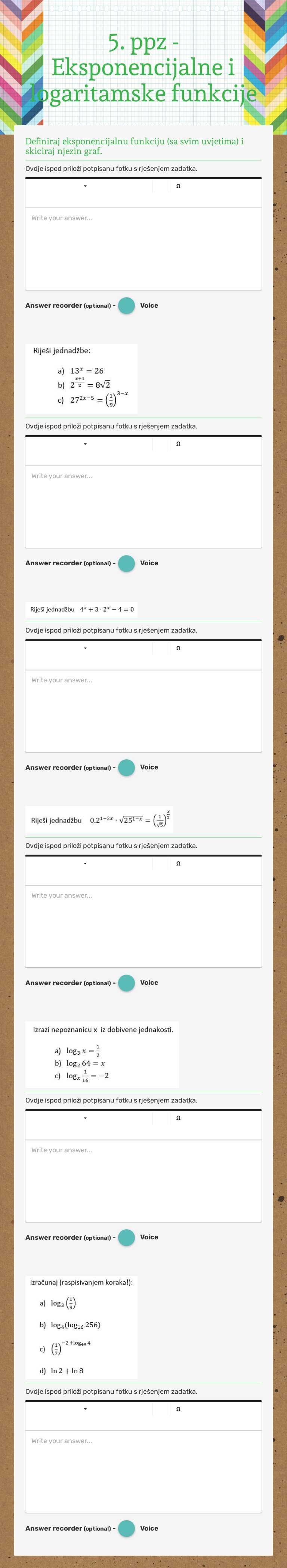 5. ppz - Eksponencijalne i logaritamske funkcije worksheet preview image